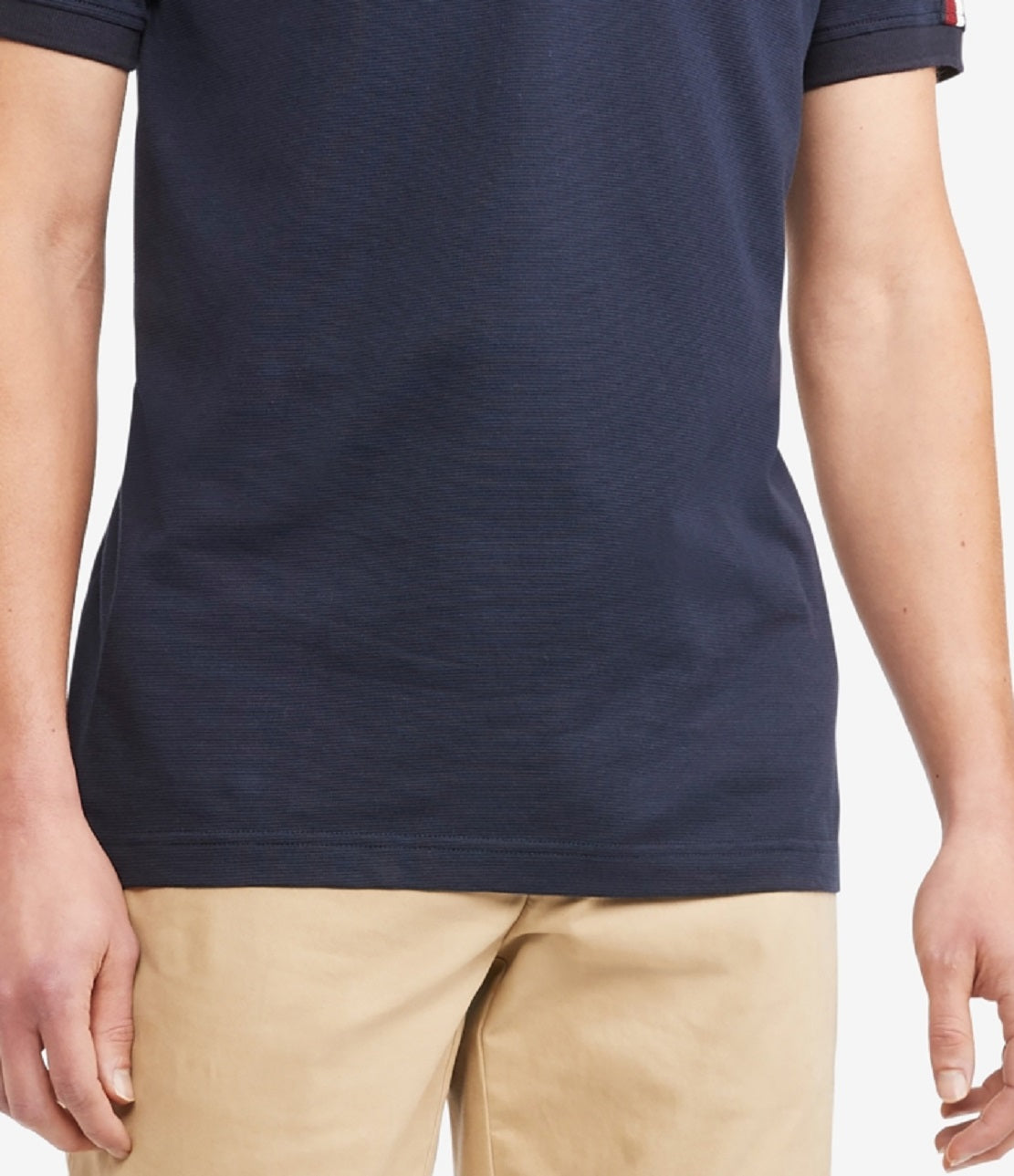 Camisa polo masculina Tommy Hilfiger Global Stripe Regular Fit de manga curta, marrom, tamanho médio