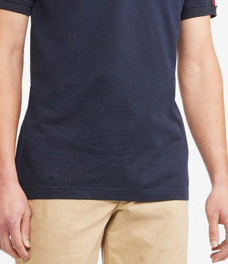 Camisa polo masculina Tommy Hilfiger Global Stripe Regular Fit de manga curta, marrom, tamanho médio