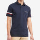 Camisa polo masculina Tommy Hilfiger Global Stripe Regular Fit de manga curta, marrom, tamanho médio