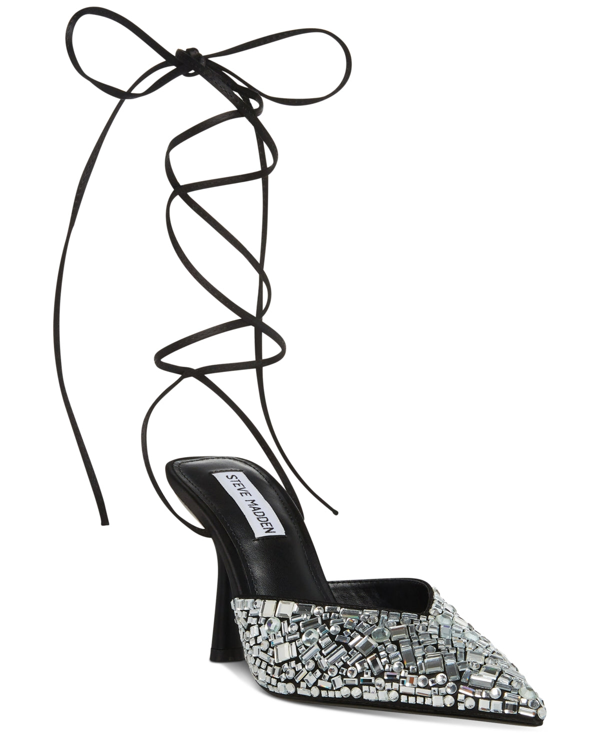 Steve Madden Ravesh Scarpin Feminino com Cristal e Bico Fino Preto Tamanho 8,5 M
