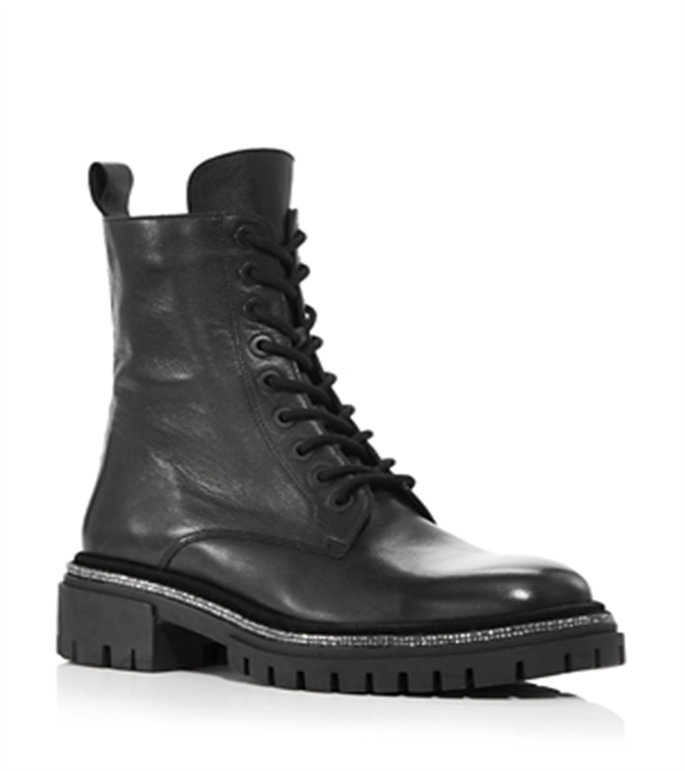 Botas femininas Aqua Aria com acabamento em strass, pretas, tamanho 9 M