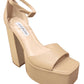 Sandálias femininas Steve Madden Kassiani com tira no tornozelo e plataforma, marrom, tamanho 7 M