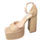 Sandálias femininas Steve Madden Kassiani com tira no tornozelo e plataforma, marrom, tamanho 7 M