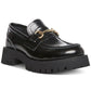 Steve Madden Lando Tailored Lug Sole Bit Mocassins Femininos Pretos Tamanho 9 M