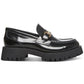 Steve Madden Lando Tailored Lug Sole Bit Mocassins Femininos Pretos Tamanho 9 M