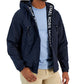 Jaqueta corta-vento masculina Michael Kors com capuz e fita de logotipo resistente à água, azul, tamanho grande