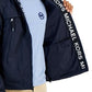 Jaqueta corta-vento masculina Michael Kors com capuz e fita de logotipo resistente à água, azul, tamanho grande