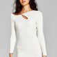 E agora este vestido suéter feminino de manga comprida com recorte em corrente, tamanho pequeno, branco