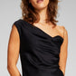E agora este vestido feminino assimétrico com alças de corrente, preto, tamanho extragrande