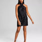 E agora este vestido feminino com decote halter e frente torcida, preto, tamanho grande