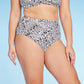 Calcinha de biquíni feminina Kona Sol com estampa de leopardo neutra, cintura alta, cobertura total, creme, tamanho G