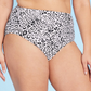 Calcinha de biquíni feminina Kona Sol com estampa de leopardo neutra, cintura alta, cobertura total, creme, tamanho G