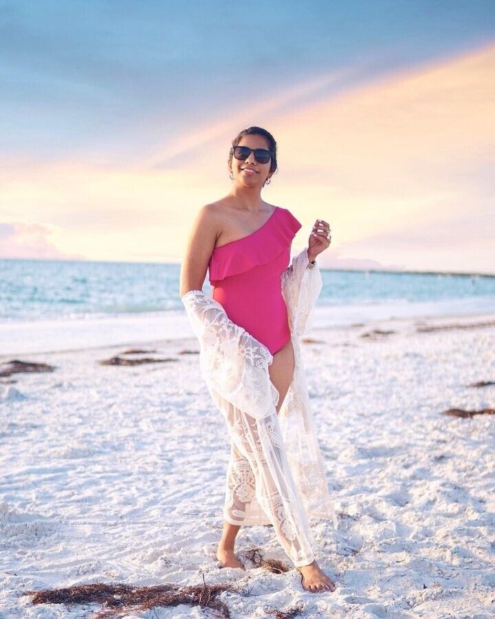 Kona Sol Maiô Feminino com Babados e Um Ombro e Cobertura Total, Rosa, Tamanho P