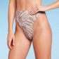 Biquíni feminino Wild Fable com nervuras, perna alta, cintura alta, estampa animal, tamanho XXS