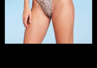 Biquíni feminino Wild Fable com nervuras, perna alta, cintura alta, estampa animal, tamanho XXS