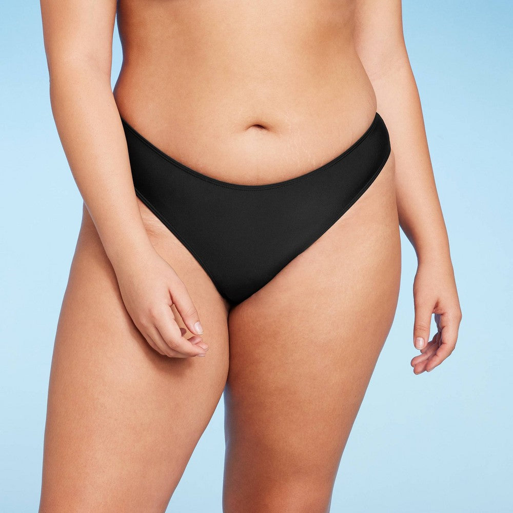 Calcinha de biquíni ultracheeky de perna alta feminina Wild Fable, preta, tamanho XXS