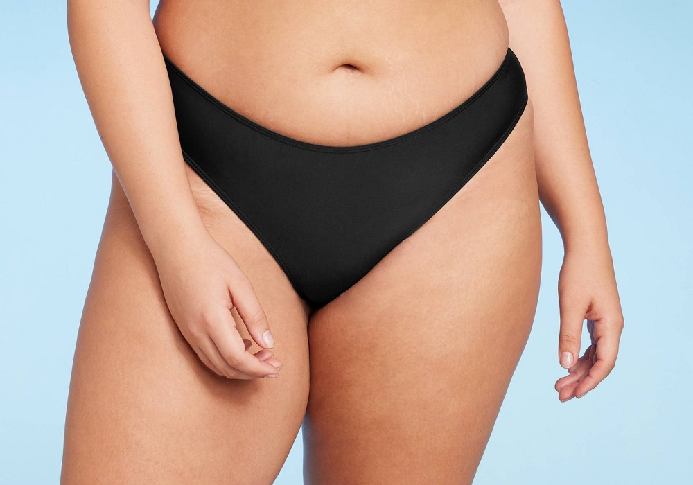 Calcinha de biquíni ultracheeky de perna alta feminina Wild Fable, preta, tamanho XXS