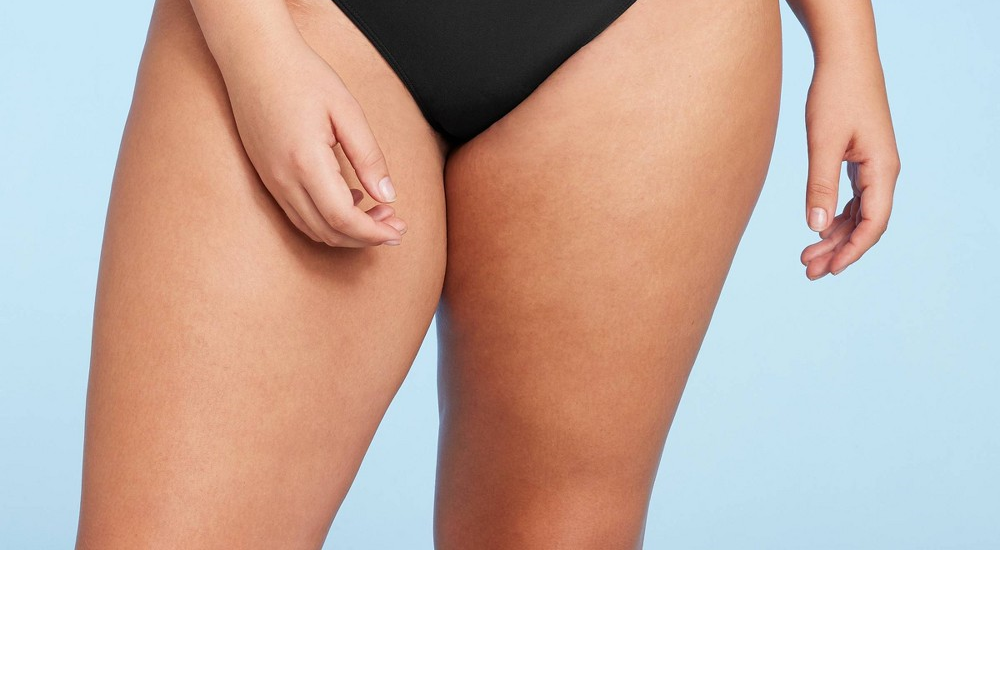 Calcinha de biquíni ultracheeky de perna alta feminina Wild Fable, preta, tamanho XXS