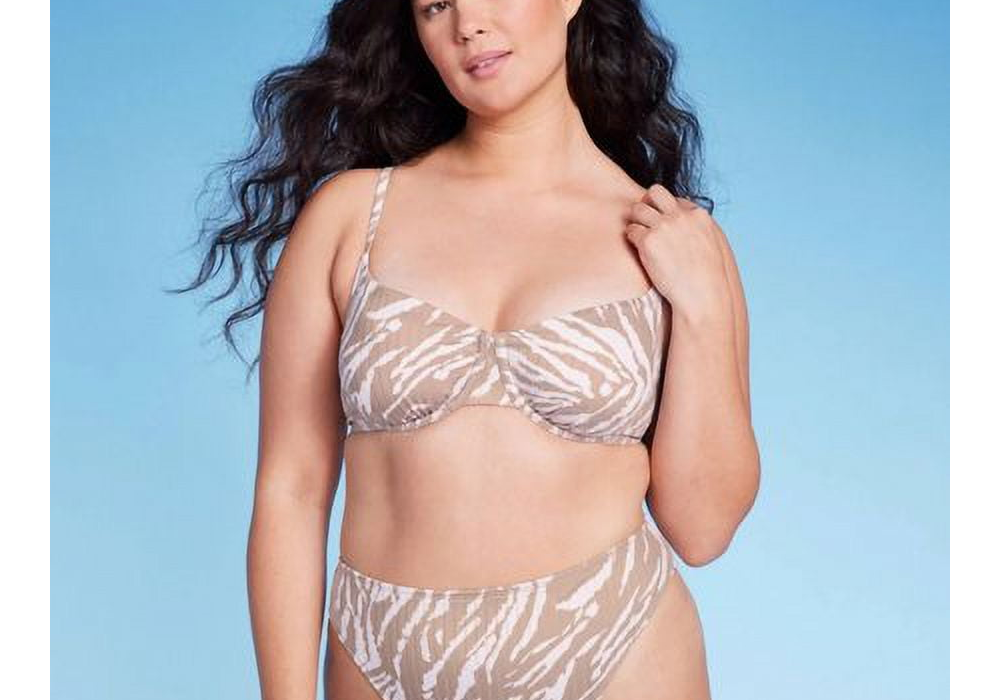 Top de biquíni feminino Wild Fable com estampa animal e tanga tamanho XXS