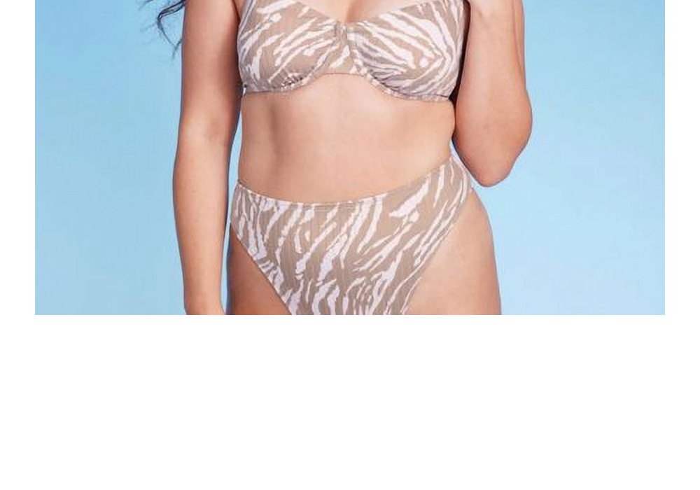 Top de biquíni feminino Wild Fable com estampa animal e tanga tamanho XXS