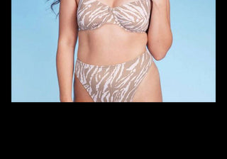 Top de biquíni feminino Wild Fable com estampa animal e tanga tamanho XXS