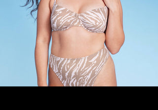 Top de biquíni feminino Wild Fable com estampa animal e tanga tamanho XXS