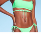 Top de biquíni bralette envolvente com miçangas verde menta para mulheres - P