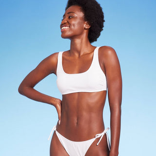 Top de biquíni bralette canelado branco Wild Fable - tamanho XXS feminino