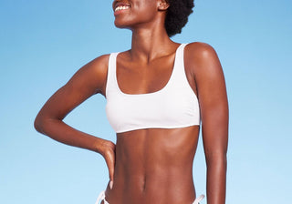 Top de biquíni bralette canelado branco Wild Fable - tamanho XXS feminino