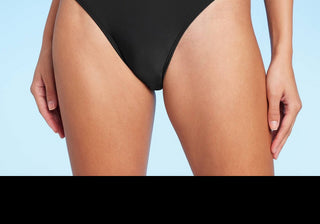 Biquíni feminino Wild Fable preto com cintura alta e perna larga, tamanho XS