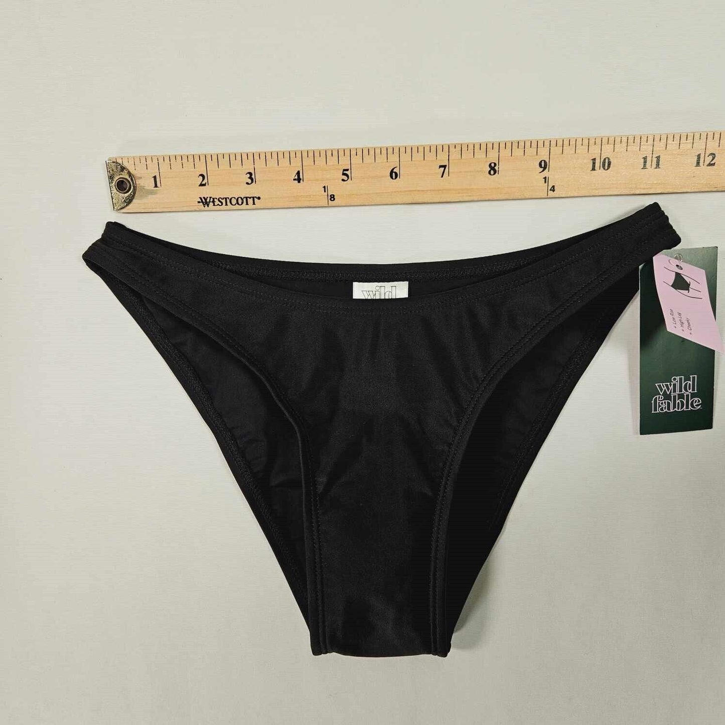 Calcinha de biquíni feminina Wild Fable preta e atrevida de cintura alta, tamanho XXS