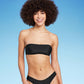 Top de biquíni feminino preto tipo bandeau da Wild Fable, tamanho XXS