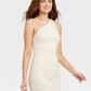 Vestido curto de malha franzida A New Day, tamanho XS, creme