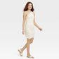 Vestido curto de malha franzida creme feminino A New Day, tamanho G