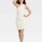 Vestido curto de malha franzida creme feminino A New Day, tamanho G
