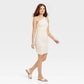 Vestido curto de malha franzida creme feminino A New Day, tamanho G