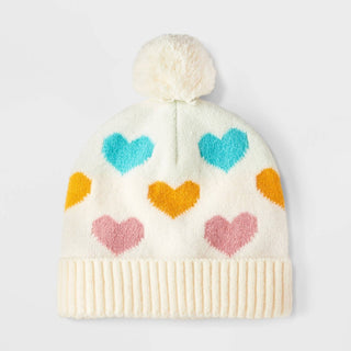 Gorro jacquard com coração creme Cat &amp; Jack Girls, tamanho único