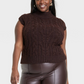 Colete cropped feminino A New Day com gola alta simulada marrom escuro tamanho XXL