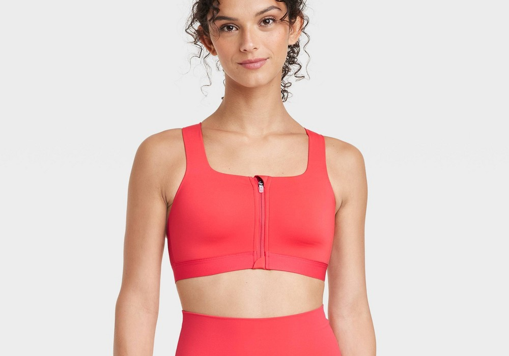 Sutiã esportivo feminino All In Motion vermelho de alta sustentação tamanho 36DD