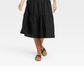 Vestido midi preto sem mangas de linho - tamanho feminino P