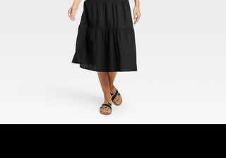 Vestido midi preto sem mangas de linho - tamanho feminino P