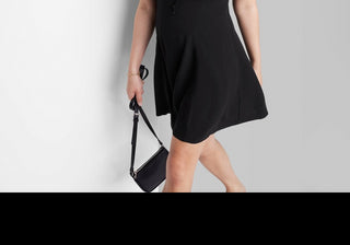 Vestido skatista preto Wild Fable feminino, manga curta e ajuste flare, tamanho mini médio