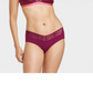 Roupa íntima hipster de algodão roxo Auden Berry com cós de renda - tamanho P feminino