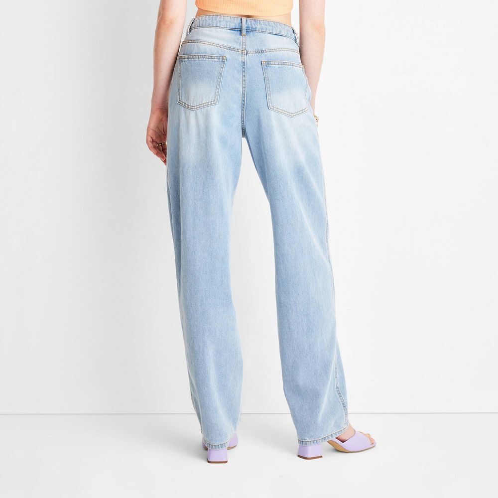 Calça jeans feminina Future Collective de cintura média e caimento largo - Alani Noelle Azul, tamanho 10