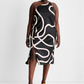 Vestido midi feminino Future Collective com um ombro só e fenda - Abstrato preto/branco XXL por Alani Noelle