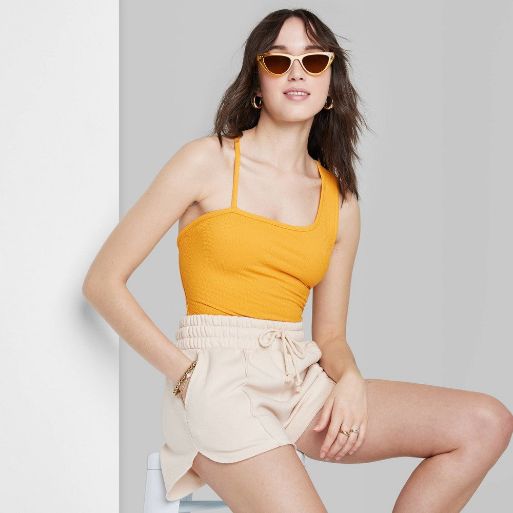 Body feminino Wild Fable manga laranja aberto nas costas tamanho XS