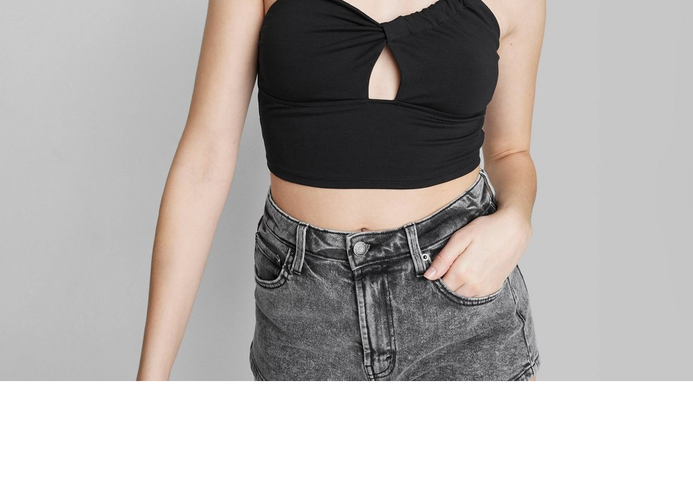 Wild Fable Top feminino preto recortado tamanho XXS