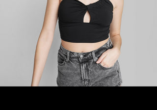 Wild Fable Top feminino preto recortado tamanho XXS