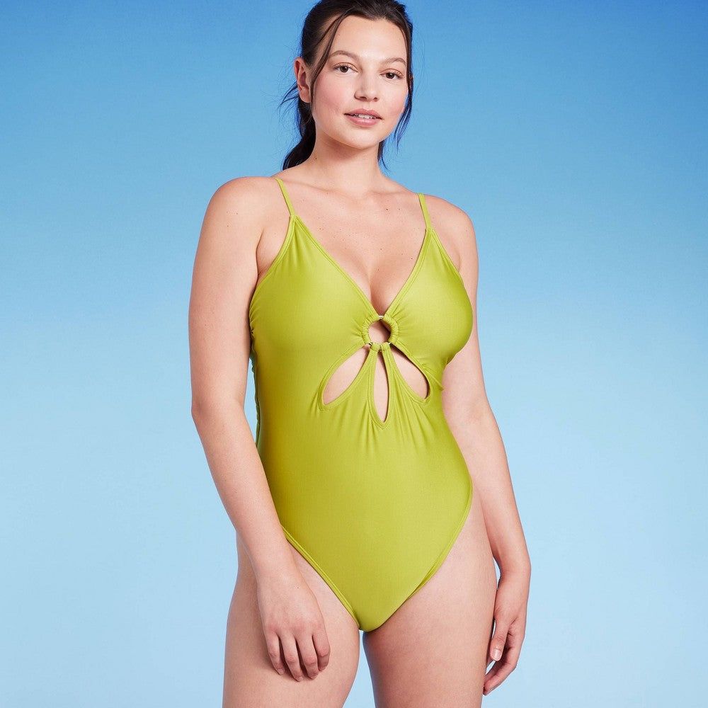 Maiô Wild Fable Green com recorte frontal em formato de anel - Feminino XS