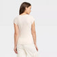 Camiseta feminina justa de manga curta Universal Thread, tamanho L, creme